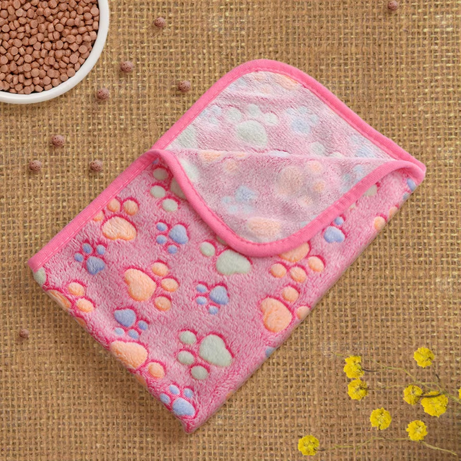 Manta de franela con estampado de patas para mascotas: cálida, suave y sin desprendimiento de pelo. Manta universal para gatos y perros. Almohadilla para gatos.