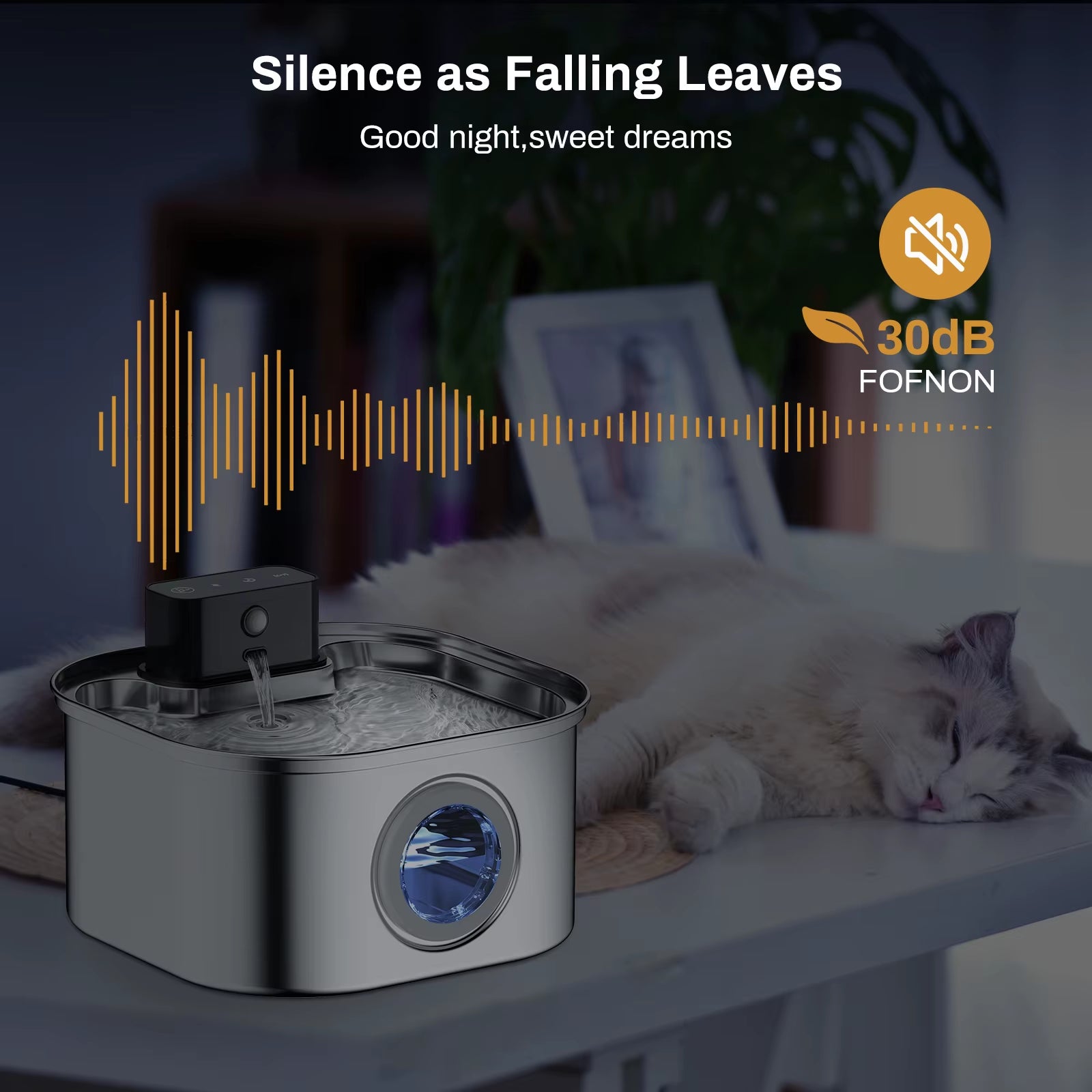 Fuente de agua inalámbrica para mascotas de acero inoxidable de 3,2 l con sensor de movimiento y batería, silenciosa y filtrada para perros y gatos.