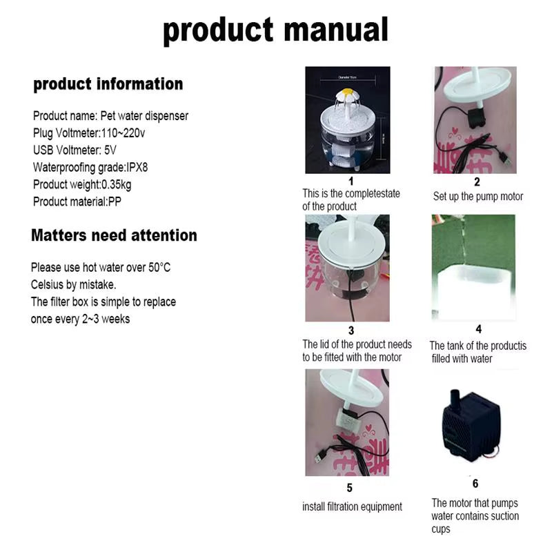 Bebedero eléctrico silencioso para gatos con filtro automático y USB, 1200 ml, con recirculación y filtrado, dispensador de agua.