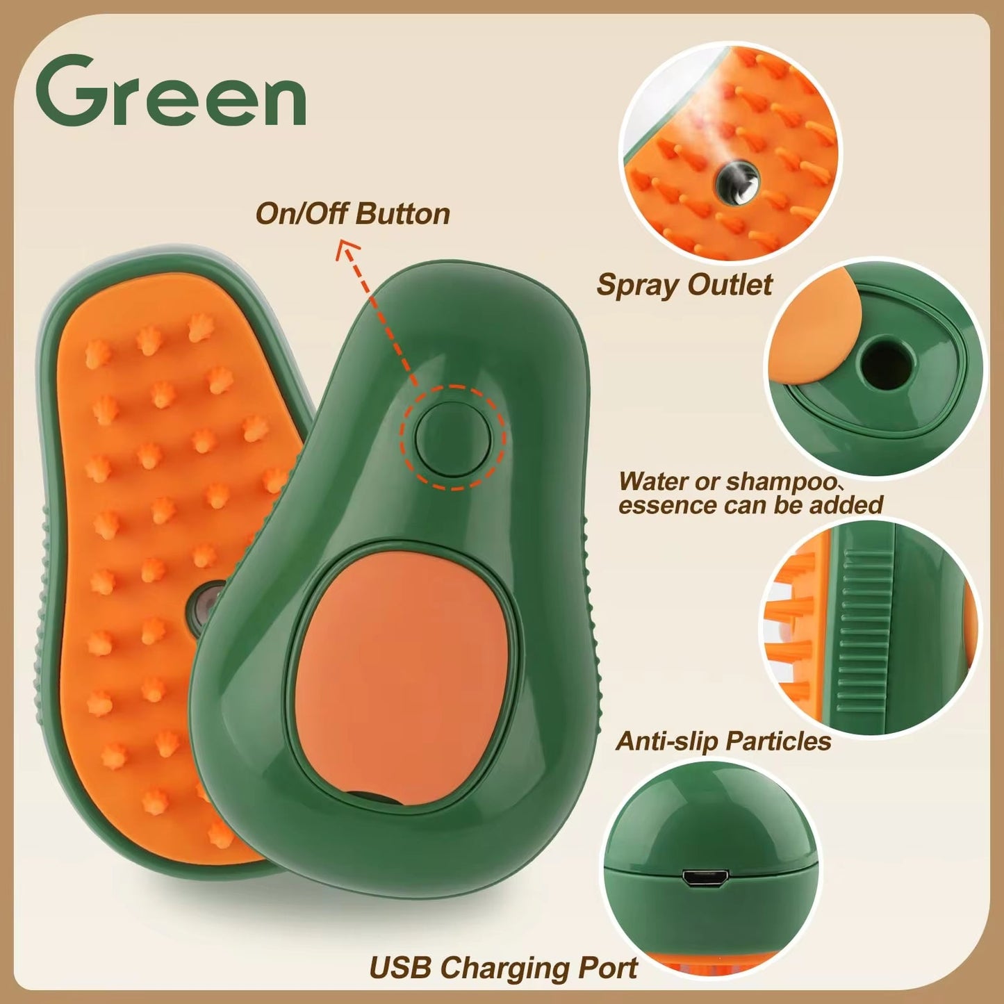 Cepillo 3 en 1 para mascotas, cepillo de vapor para gatos, peine para perros, cepillo eléctrico con pulverizador, cepillos para el pelo de gatos, masajeador, peines para el cuidado de mascotas.