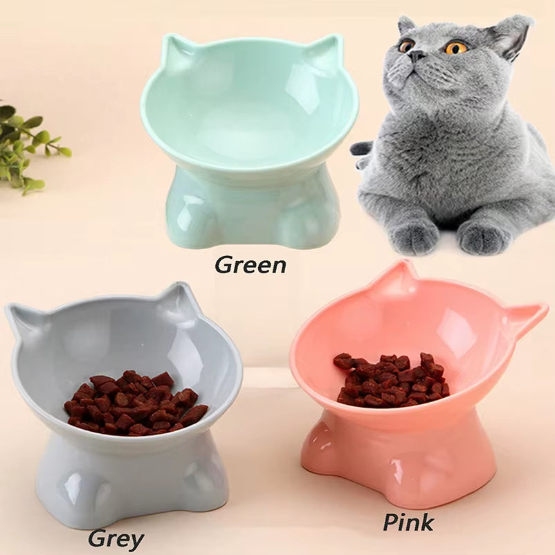 Cuenco de plástico para mascotas de estilo nórdico, con protección cervical, antivuelco y boca inclinada, ideal para mascotas.