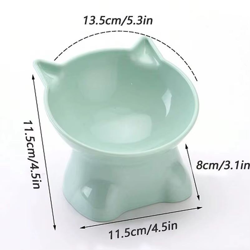 Cuenco de plástico para mascotas de estilo nórdico, con protección cervical, antivuelco y boca inclinada, ideal para mascotas.