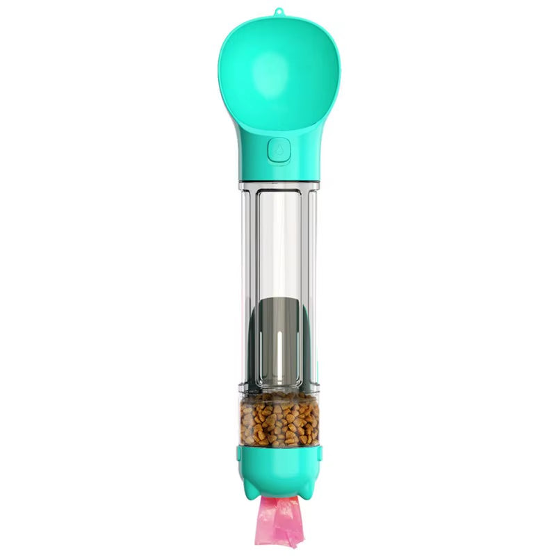 Botella de agua portátil para mascotas, gatos y perros, de 500 ml, comedero y bebedero, recogedor de excrementos, a prueba de fugas, multifuncional.