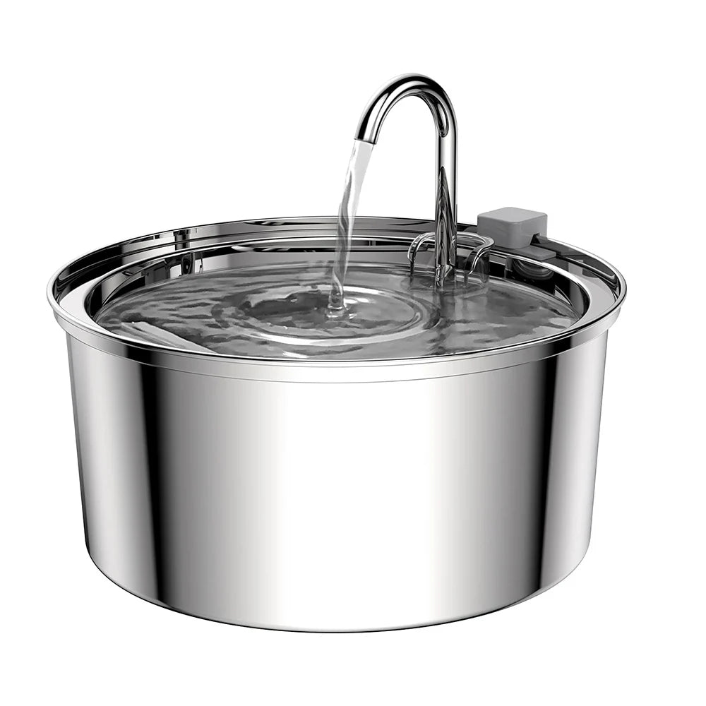 Fuente de agua automática de acero inoxidable de gran capacidad de 7 l para gatos, perros y mascotas, con ventana silenciosa (sin enchufe de 5 V y 1 A)