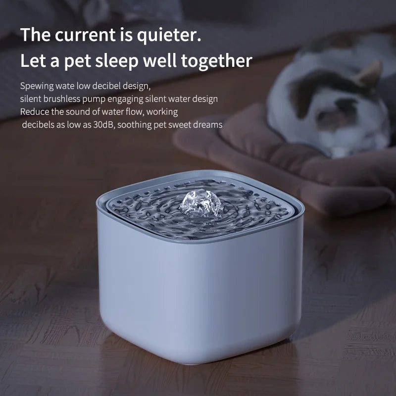 Fuente de agua para gatos de 3L con filtro de recirculación automático, bebedero de agua para gatos de gran capacidad, dispensador de agua eléctrico silencioso con USB