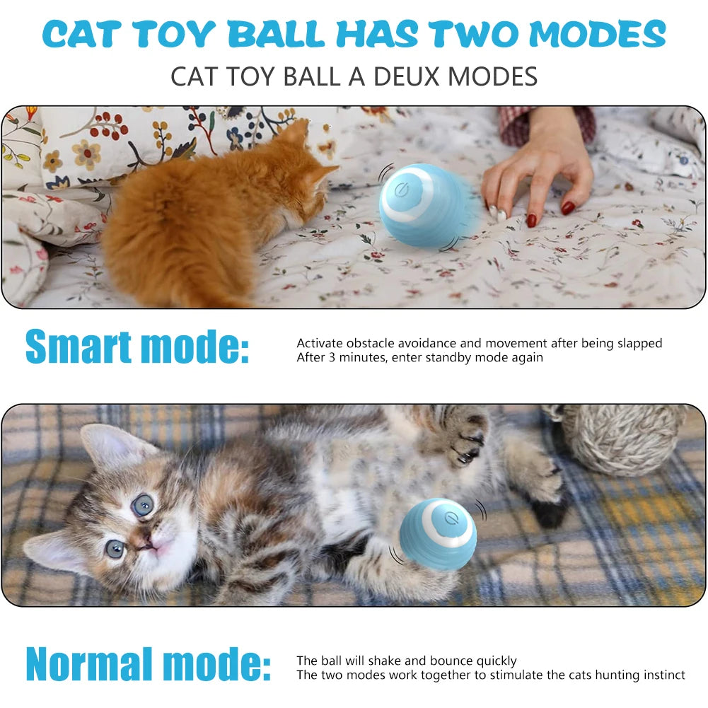 Pelota interactiva eléctrica automática para gatos, juguete inteligente para gatos, pelota giratoria, accesorios de juego.