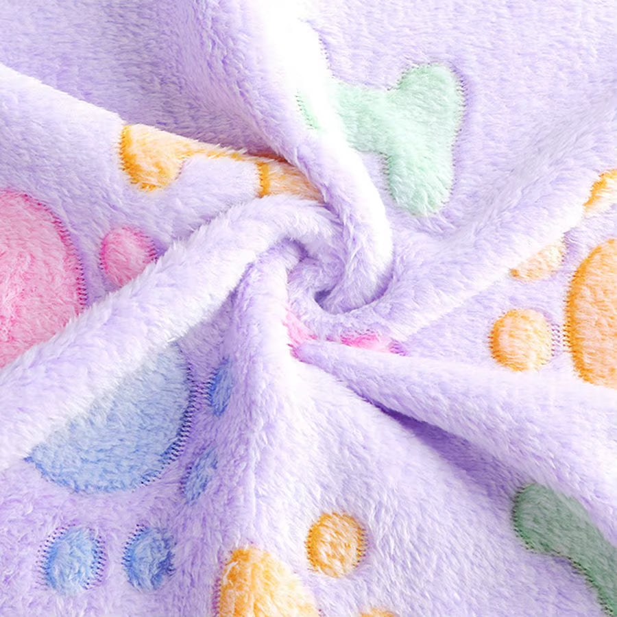 Manta de franela con estampado de patas para mascotas: cálida, suave y sin desprendimiento de pelo. Manta universal para gatos y perros. Almohadilla para gatos.