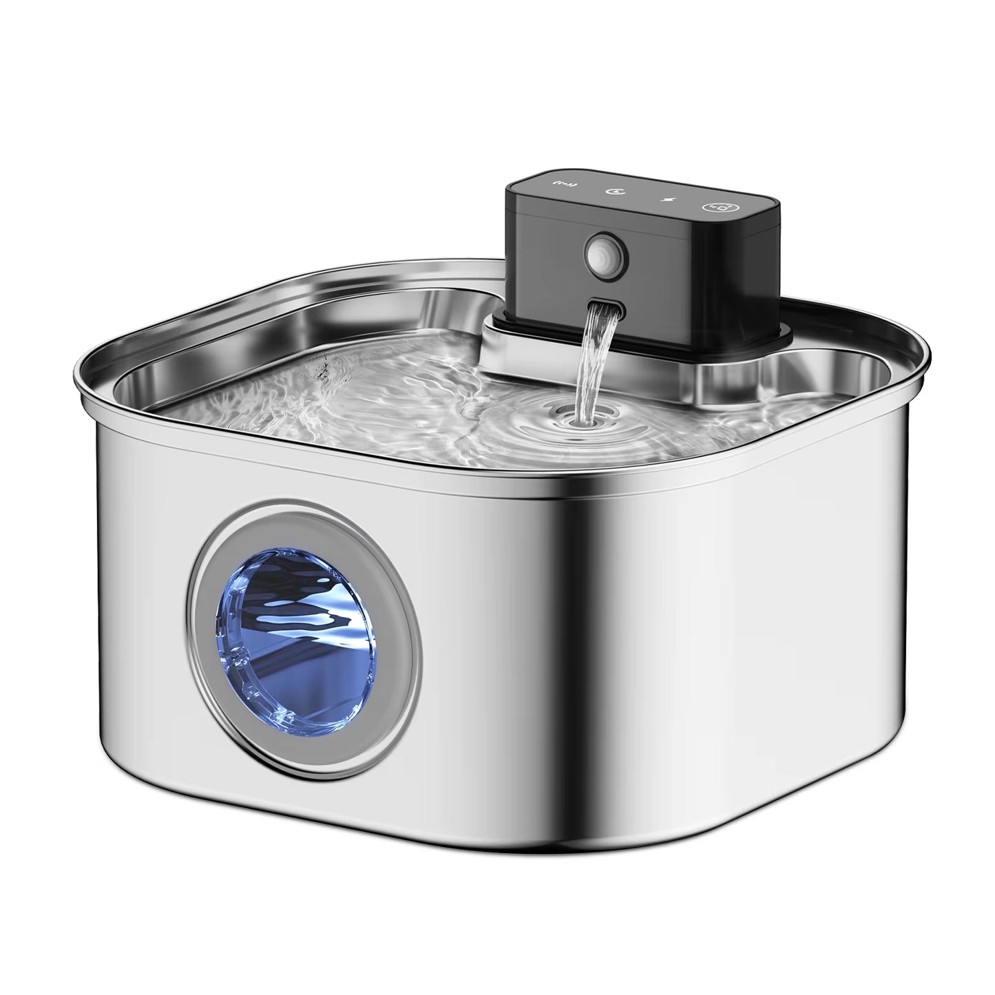 Fuente de agua inalámbrica para mascotas de acero inoxidable de 3,2 l con sensor de movimiento y batería, silenciosa y filtrada para perros y gatos.